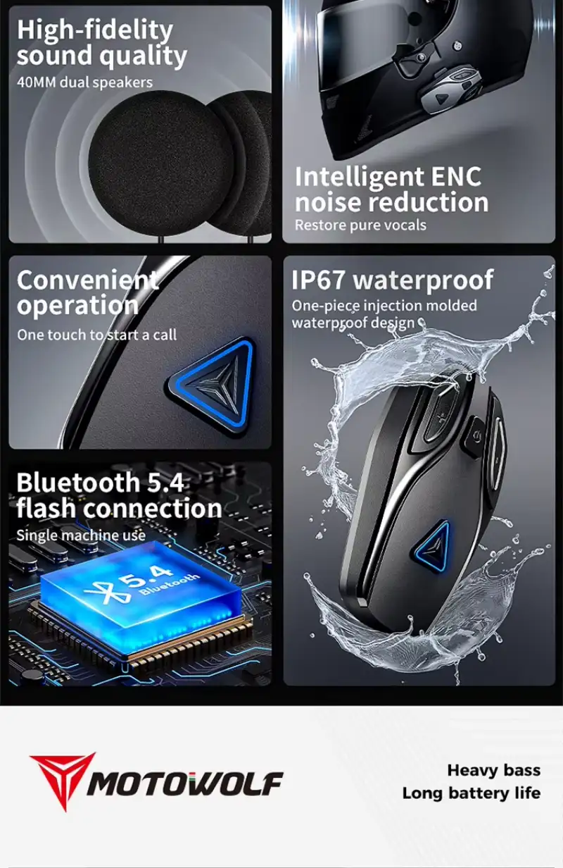 Compact BH1 helmet headset offering stable connection