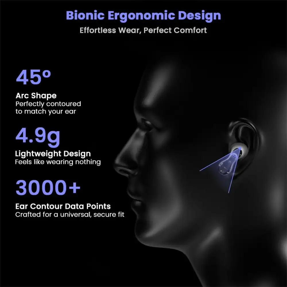Compact ergonomic TWS earbuds perfect for music lovers