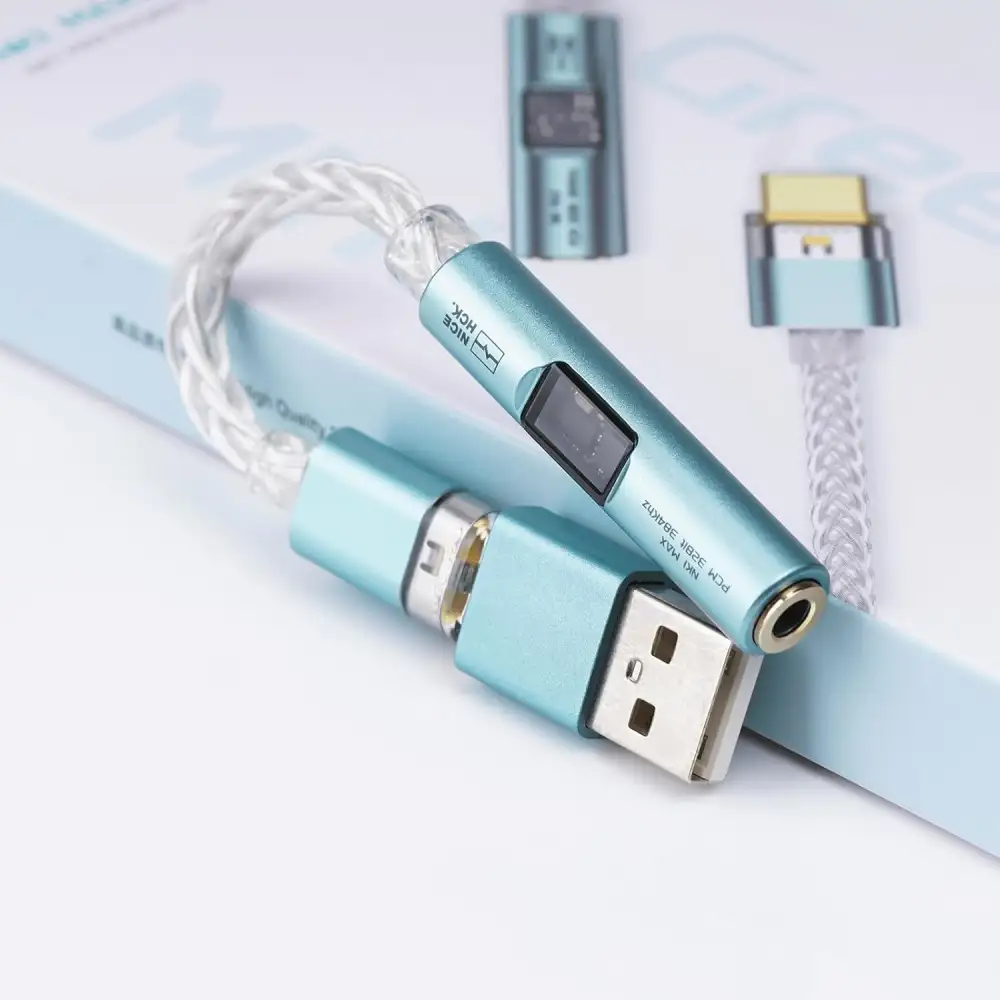 NICEHCK NK1 MAX CX31993 DAC dongle with USB adapter and braided cable Type C to 3.5mm audio converter