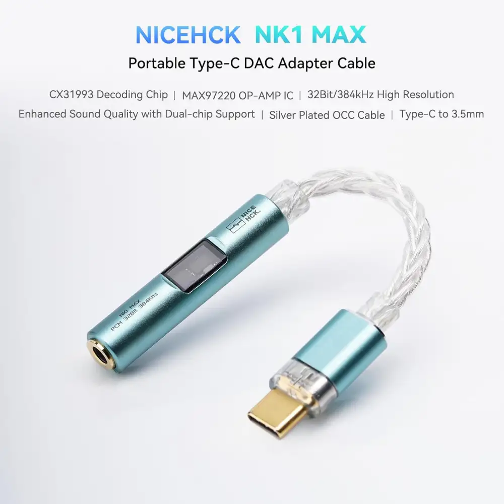 NICEHCK NK1 MAX CX31993 USB Type C DAC Dongle 3.5mm HiFi Audio Adapter