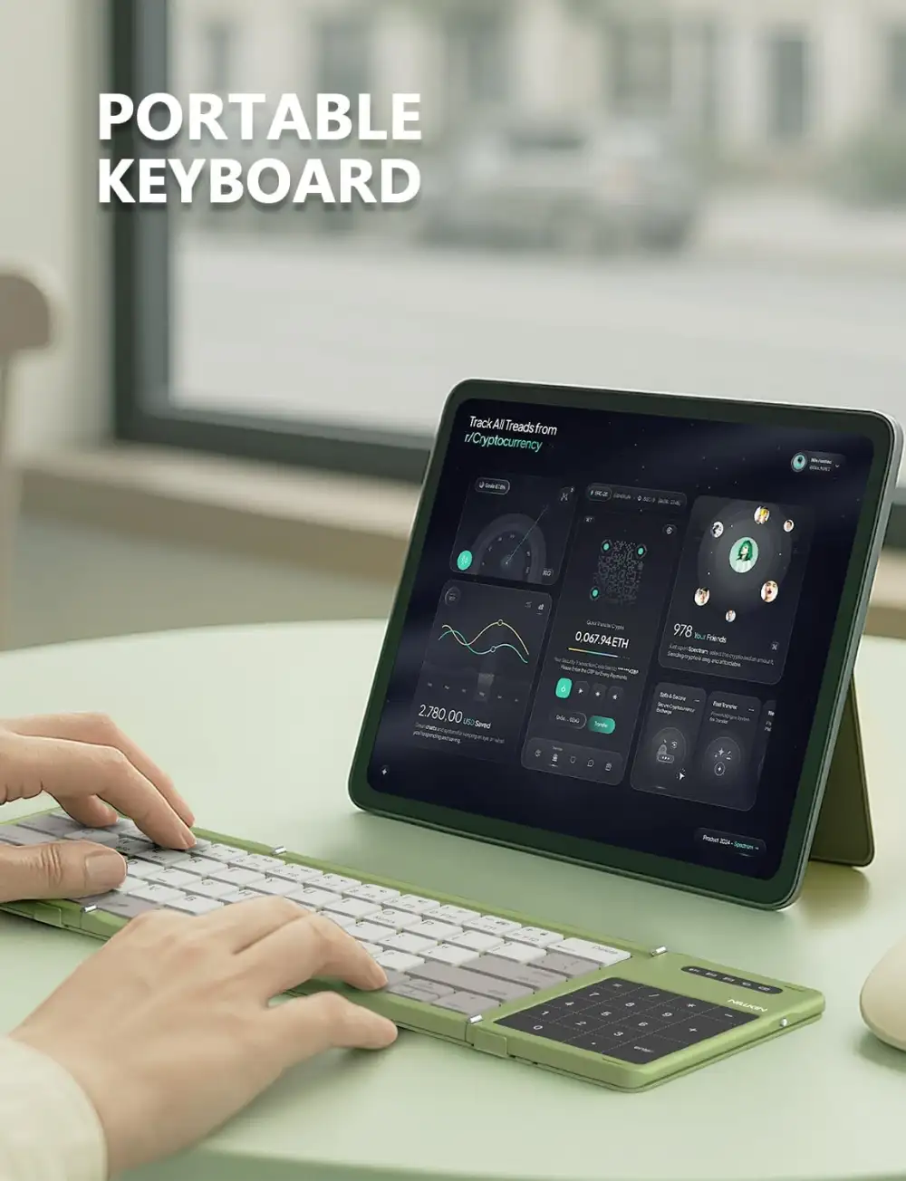 Nilkin Cube Pocket Foldable Bluetooth Keyboard with Touchpad compact design