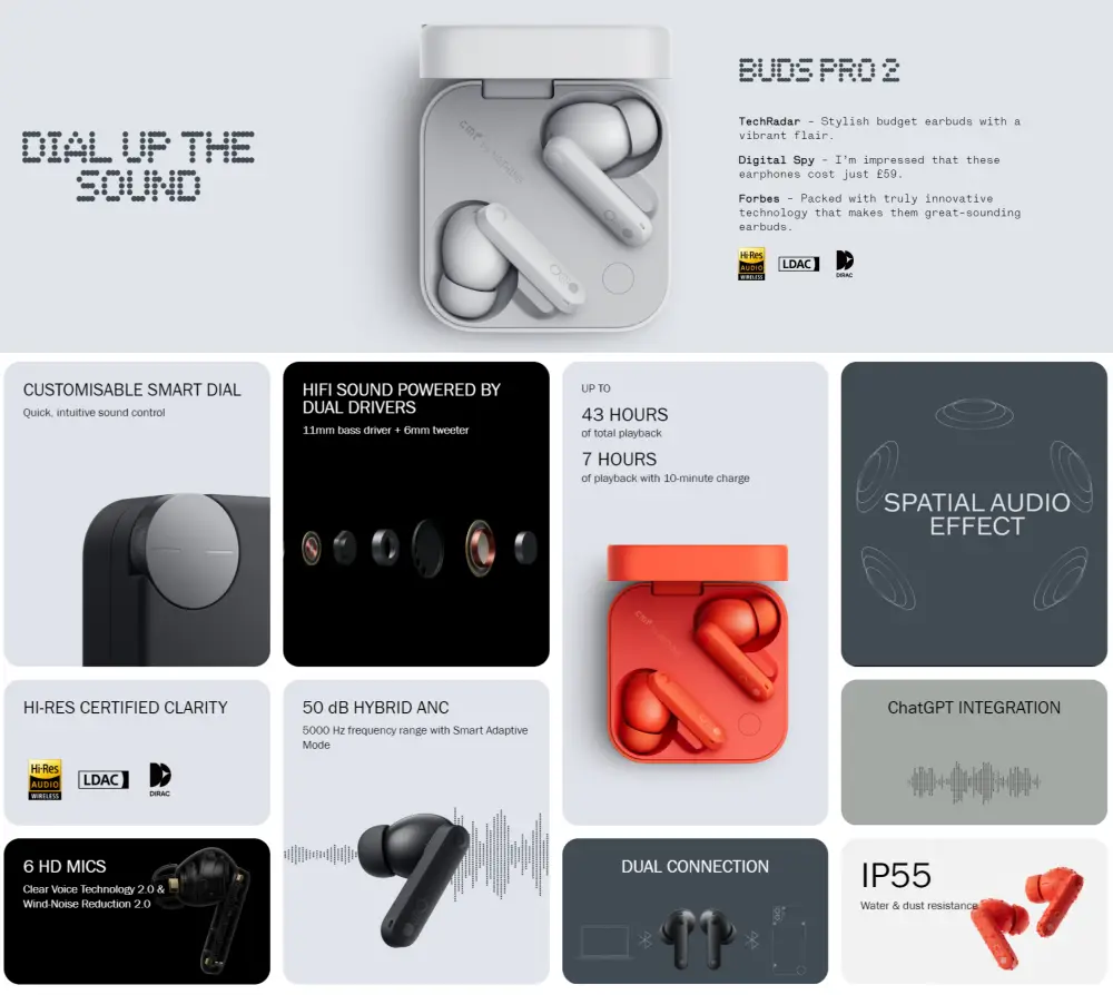 Nothing CMF Buds Pro 2 LDAC ANC earbuds