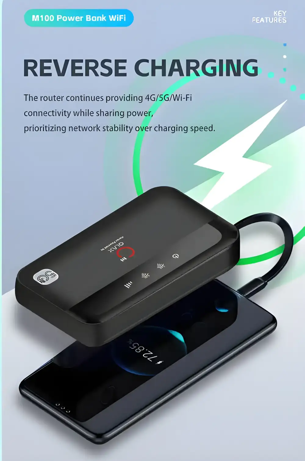 High-speed M100 hotspot with long 10000mAh battery backup