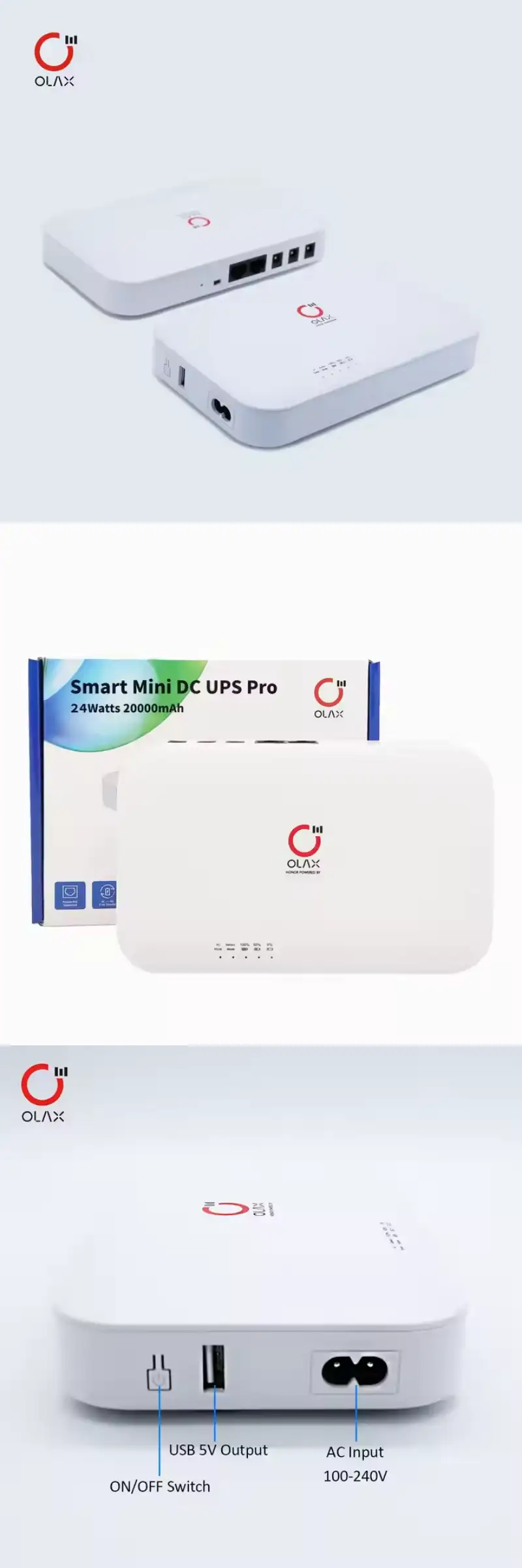 OLAX POE D8 Smart UPS DC 5V 9V 12V ALL IN ONE 20000mah 24W Portable Router UPS