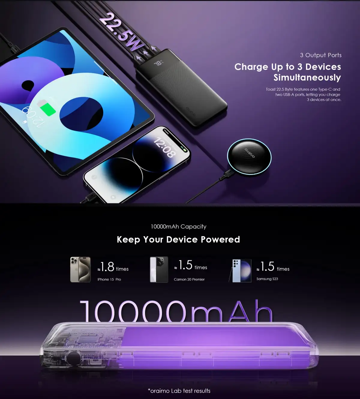Oraimo OPB-7100Q Toast 22.5 Byte Power Bank - 10000mAh