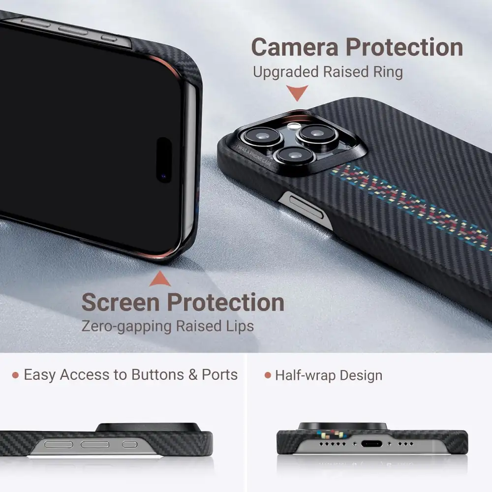 PITAKA MagEZ Case 4 for iPhone 15 Pro/15 Pro Max -600D Rhapsody