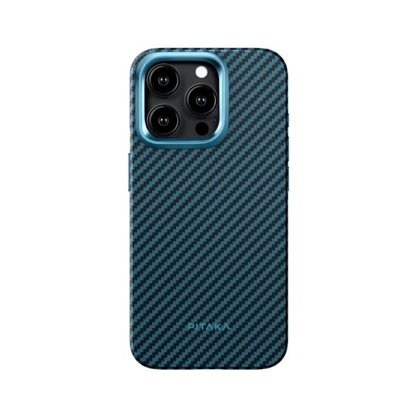 PITAKA MagEZ Case Pro 4 for iPhone 15 Pro / 15 Pro Max -1500D Black/Blue (Twill)