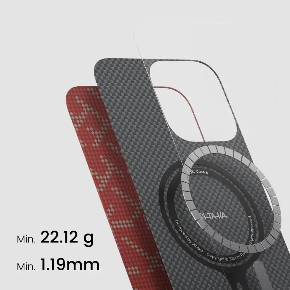 Pitaka Gold Red Classic Monogram Tactile Woven Case for iPhone 16 Pro & 16 Pro Max