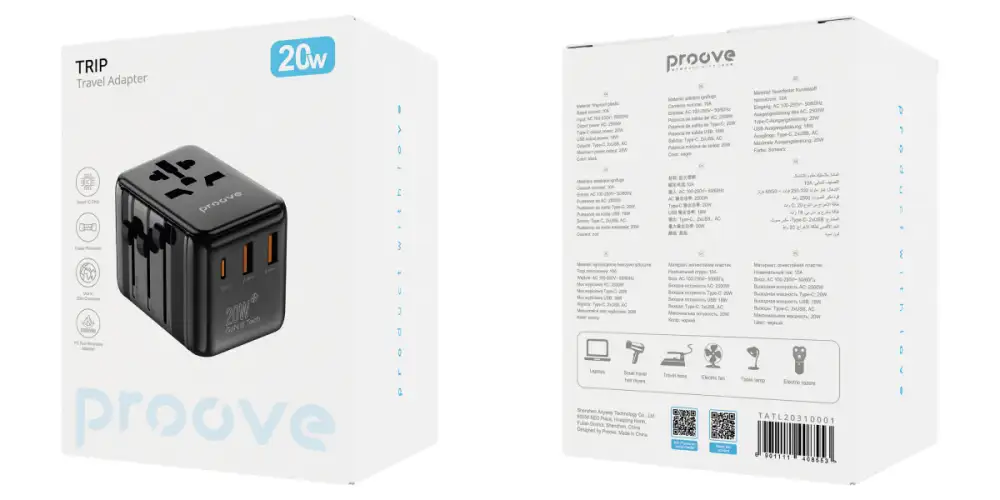 Proove 20W Universal Travel adapter (2C1A)