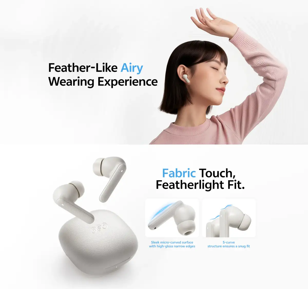QCY Buds QT43 Super Lightweight and Ergonomic Wireless Earbuds