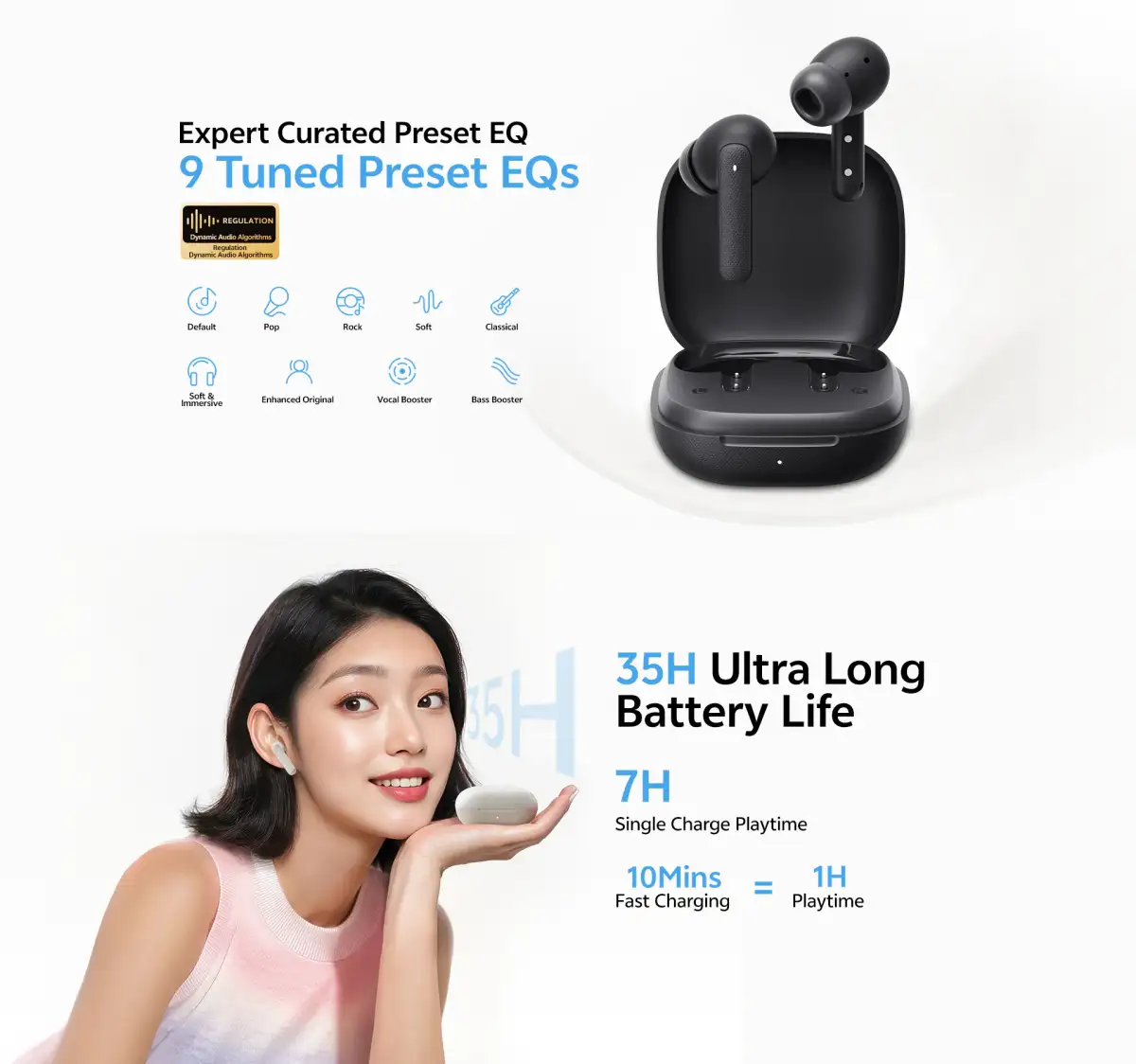 QCY Buds QT43 Super Lightweight and Ergonomic Wireless Earbuds