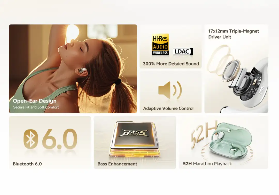 Premium QCY open-ear headset for daily listening