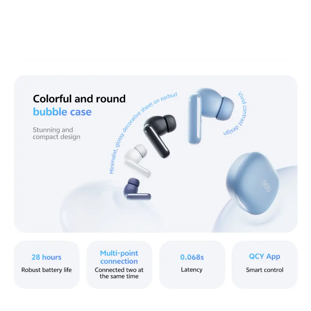 QCY ANC Earbuds 45dB Noise Cancelling Bangladesh