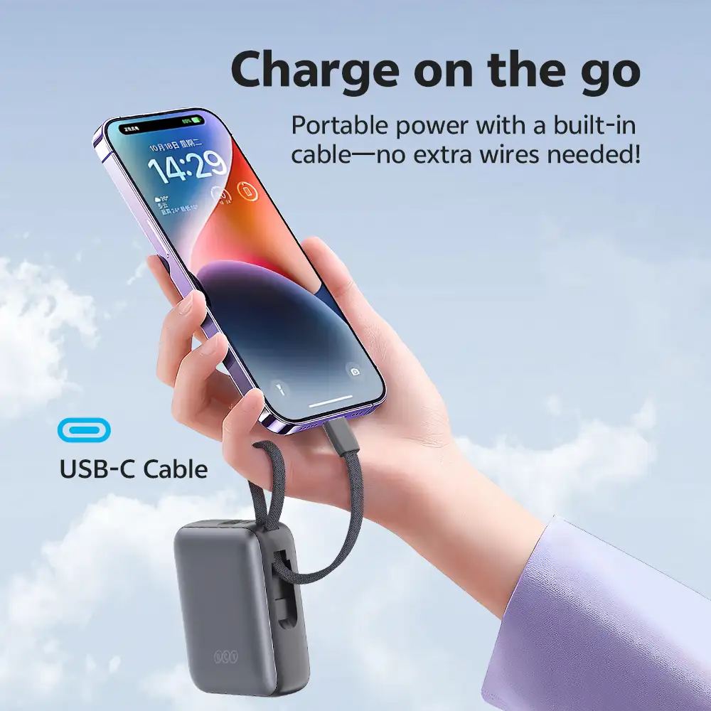 QCY PB10C 10000mAh power bank with digital display