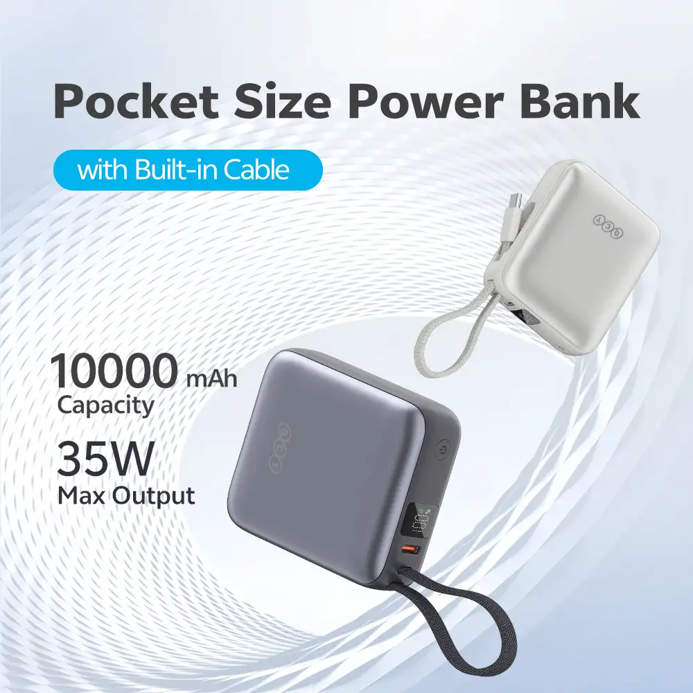 QCY PB10C power bank with 35W fast charging