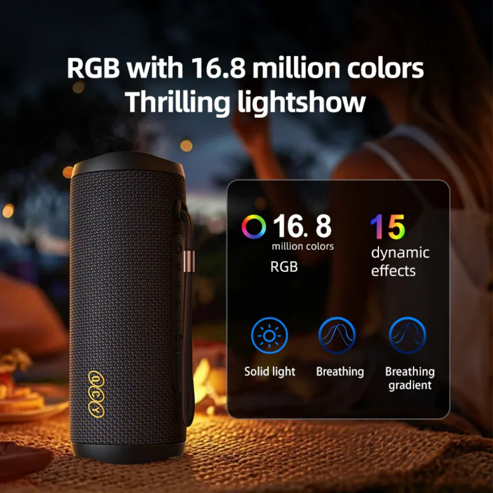 QCY SP7 Portable Bluetooth Speaker with 16.8 million color RGB light effects