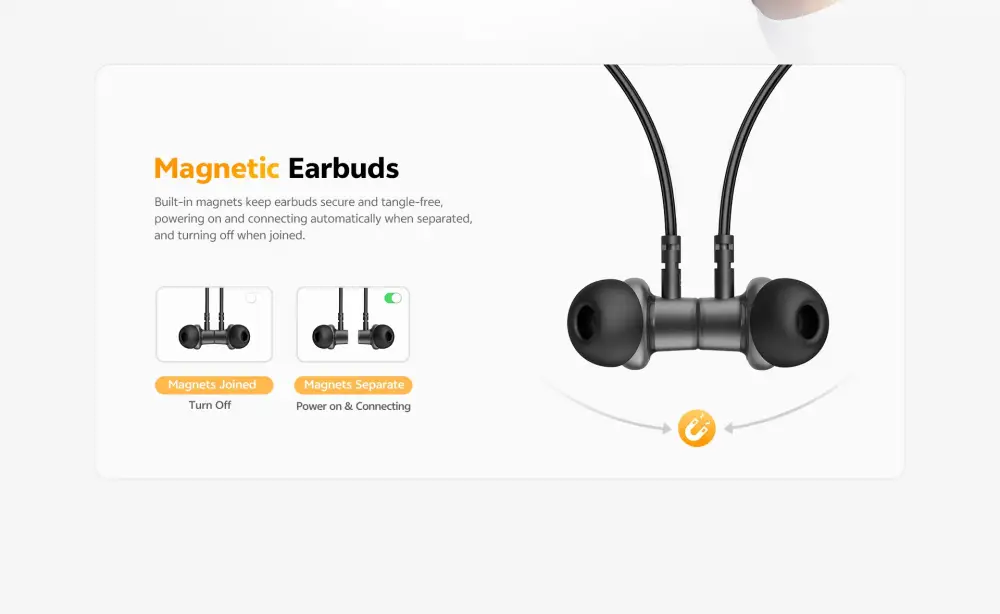 QCY TuneArc N1 neckband with magnetic earbuds and tangle-free design