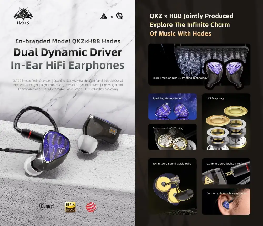 QKZ X HBB Hades 2DD In-Ear Earphone