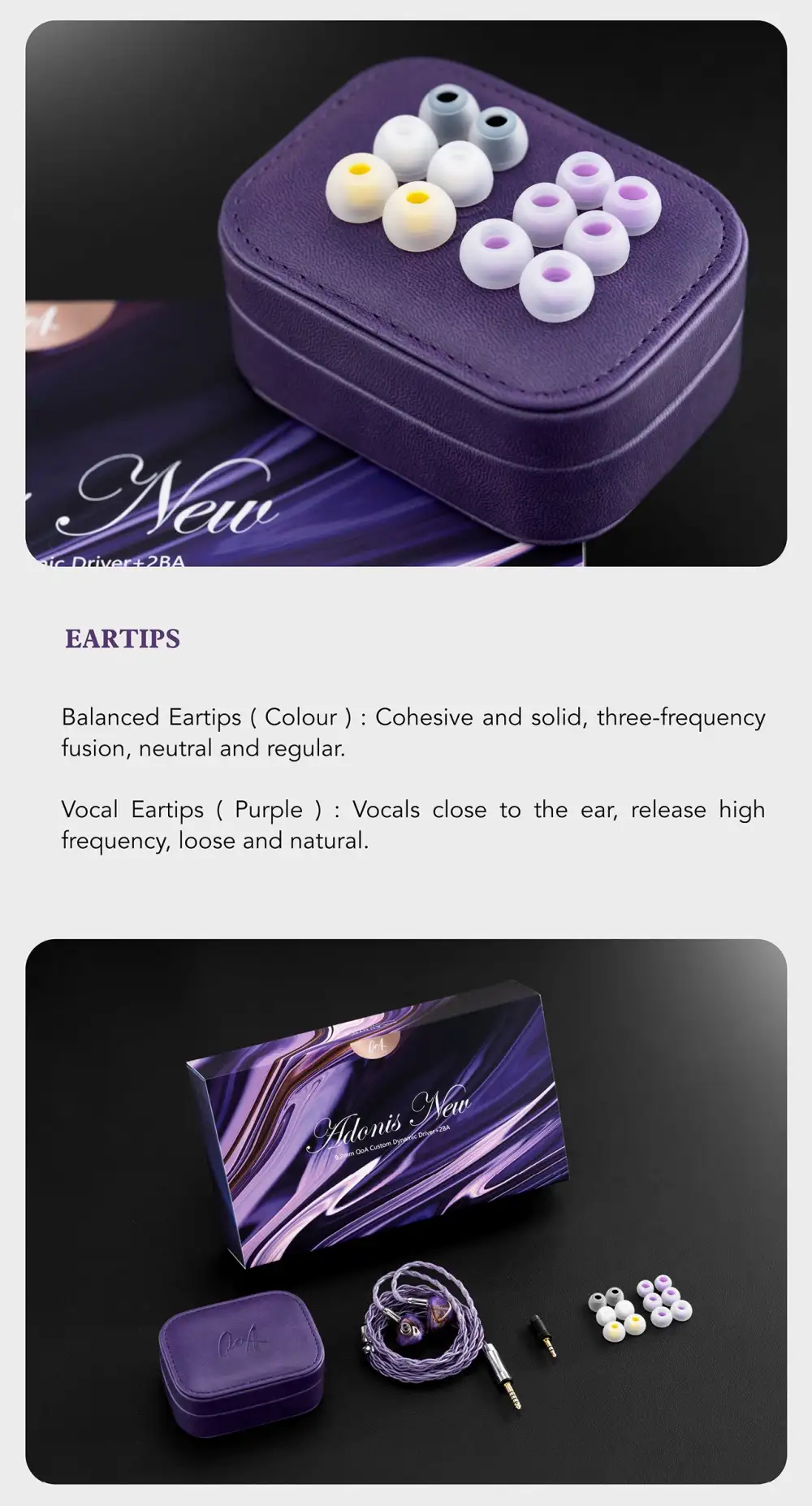 QoA Adonis New Earphones Accessories and Box