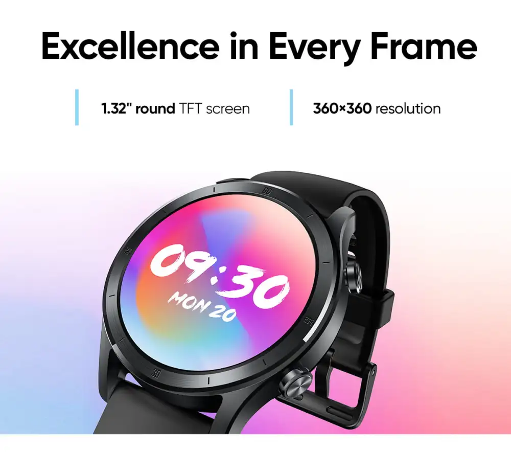 A clean studio close-up of the Realme TechLife Watch R100