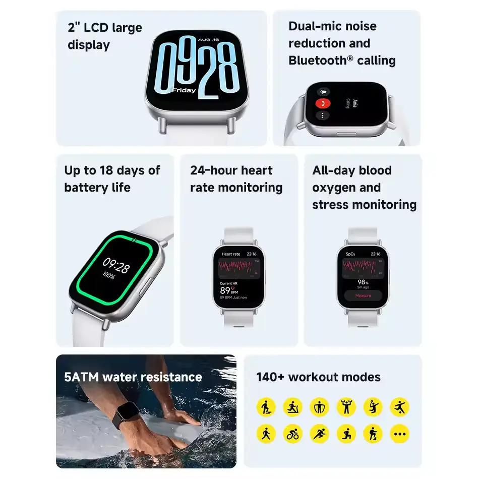 Redmi Watch 5 Active Smartwatch Black with Bluetooth Calling
