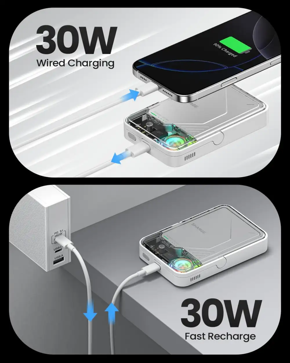 SHARGE ICEMAG 2 Power Bank Wireless Charging—10000 mAh