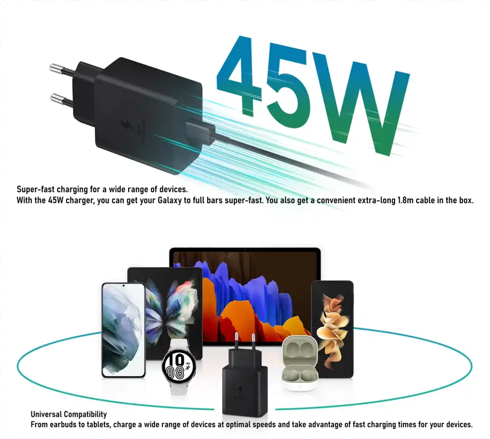 Samsung 45W PD Power Adapter With 5A USB-C to USB-C cable