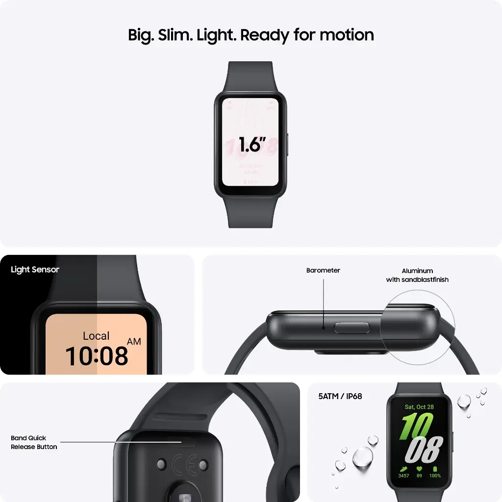 Samsung Galaxy Fit3 Slim Lightweight AMOLED Display Smartwatch