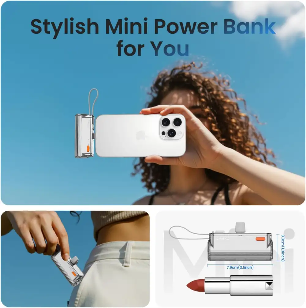 Sharge Flow Mini 2 Power Bank 22.5W with Built-in Cable