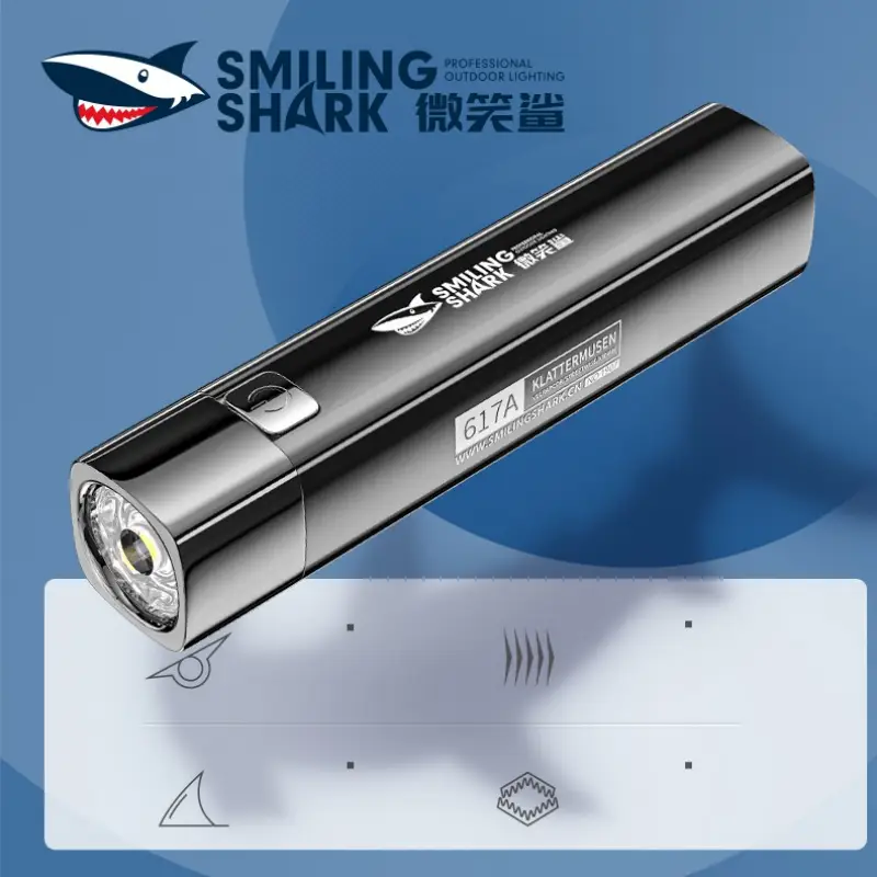 Smiling Shark 617A LED Torchlight showing compact body design and beam emitter