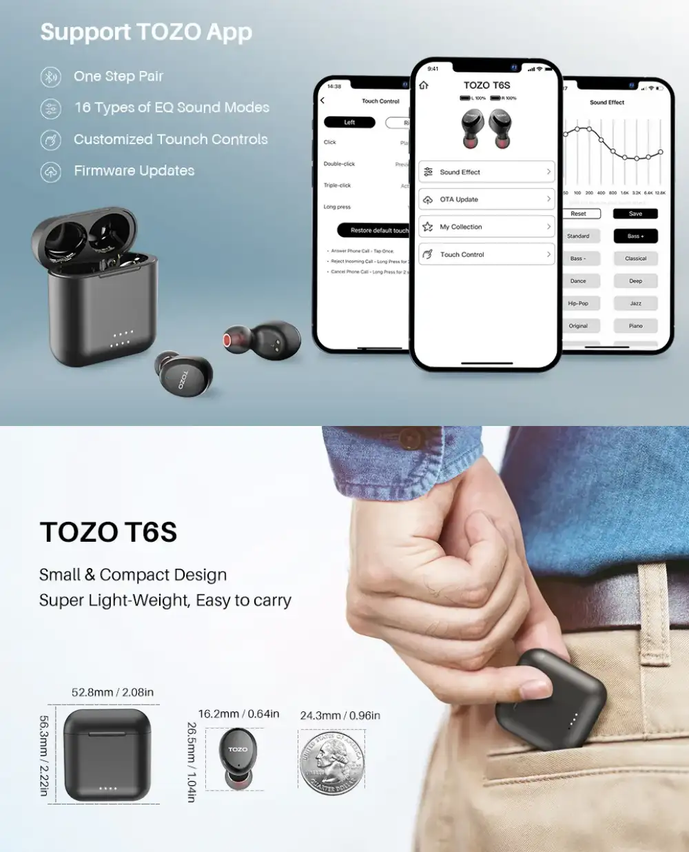 TOZO T6s True Wireless Earbuds