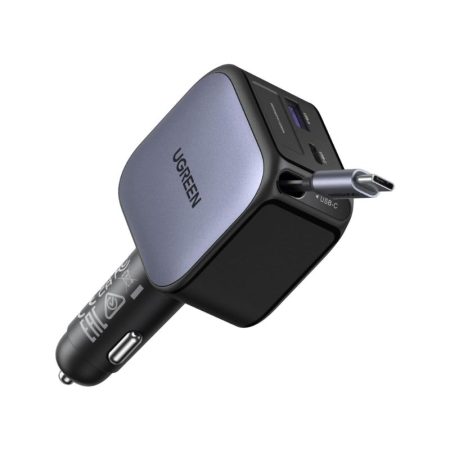 UGREEN 60W 2C1A Car Charger with Retractable Cable