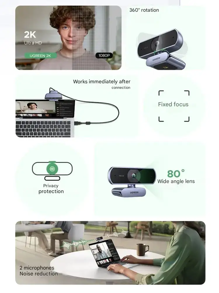 UGREEN 75330 USB Full HD Webcam CM825 – 1080p HD Camera