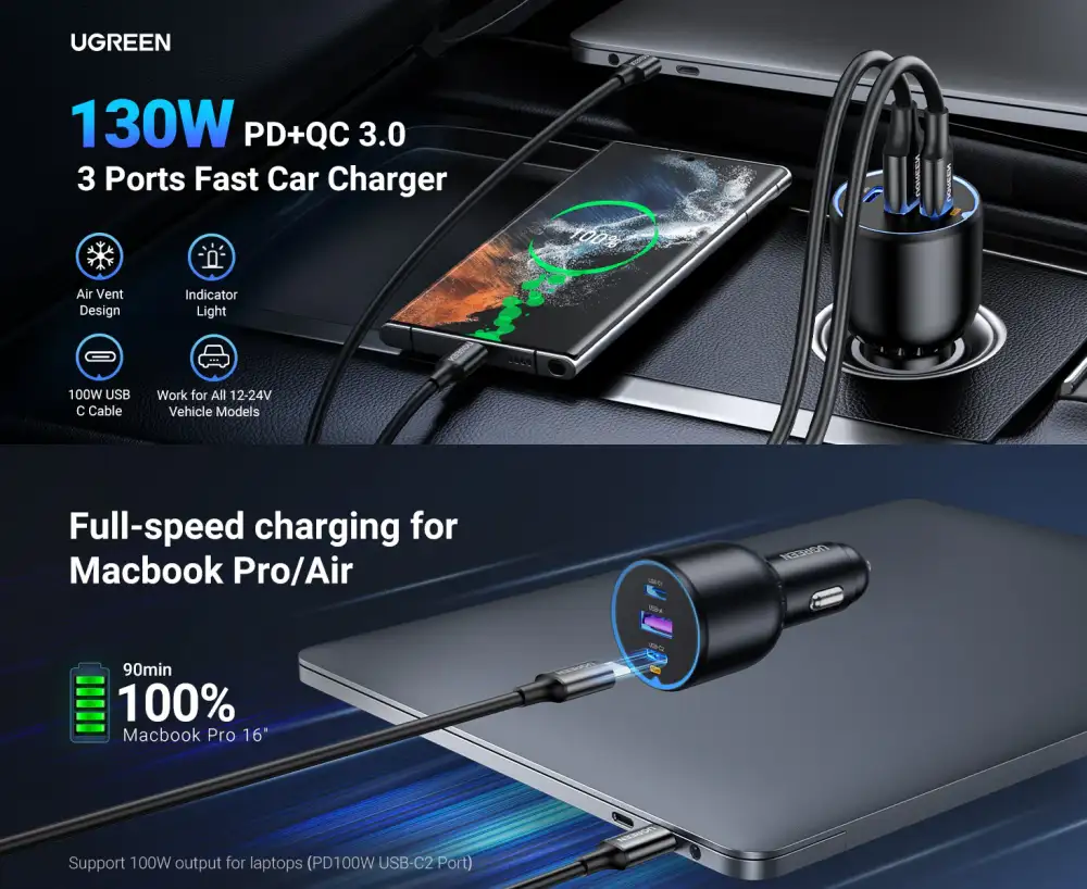 ugreen 90413 130w car charger