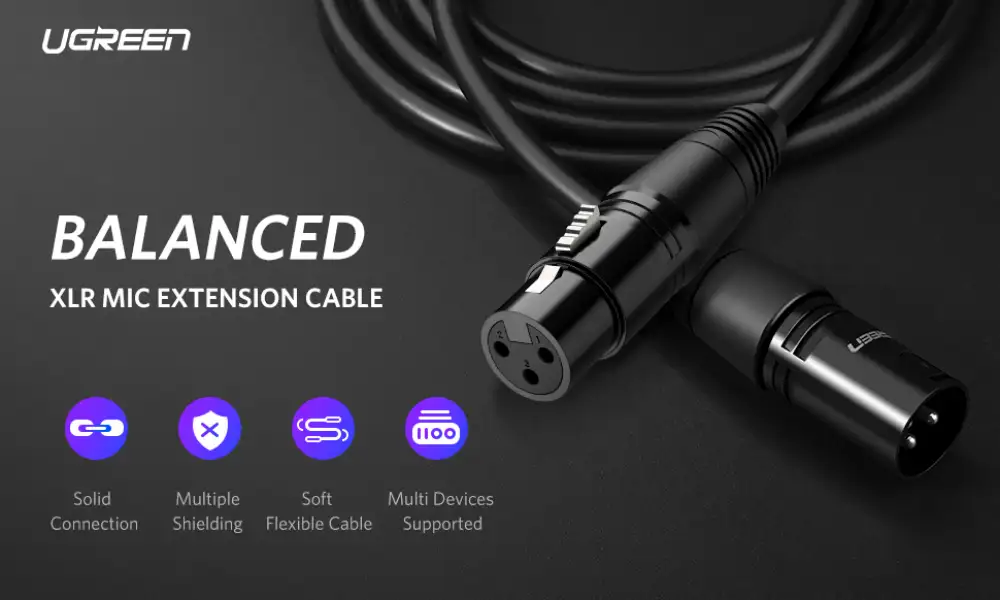 UGREEN AV130 (20711) Cannon XLR Male to Female Extension Cable - 3M