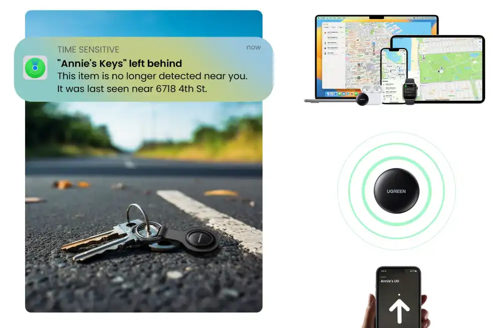 UGREEN CM520 Bluetooth Tracker 60387 with app-controlled anti-lost feature
