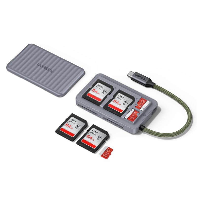 UGREEN CM868 USB C 3.0 SD OR TF Card Reader with 4 Card Storage Slots (55886)