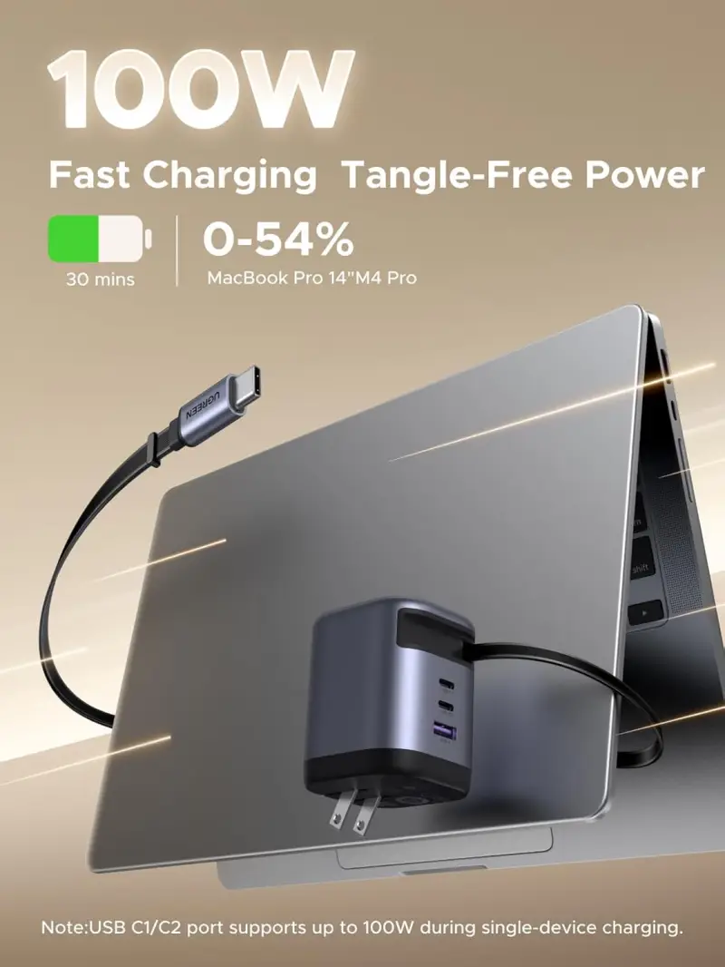 UGREEN Nexode X606 100W GaN USB C Retractable Charger