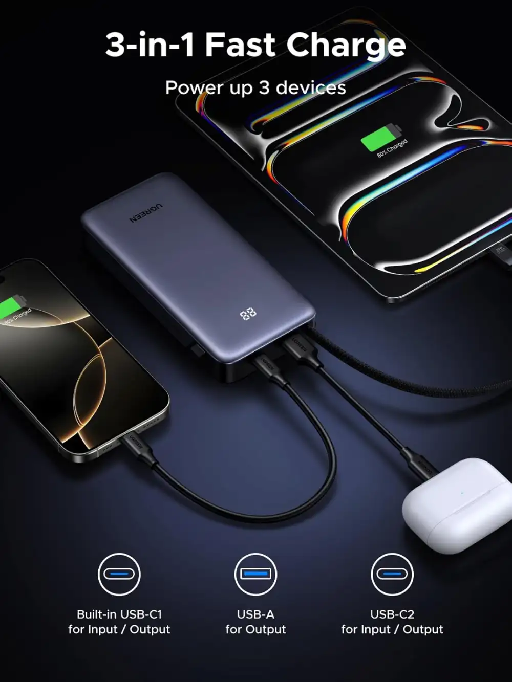 High capacity portable charger perfect for travel and daily use