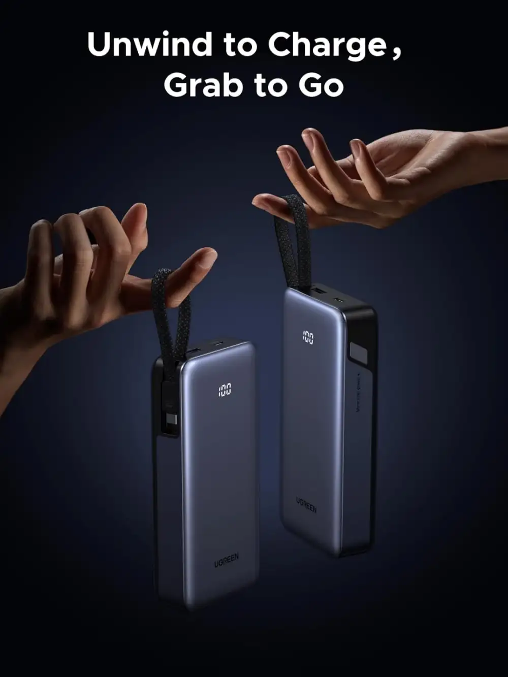 UGREEN PB536 Nexode 20000mAh power bank with built-in cable