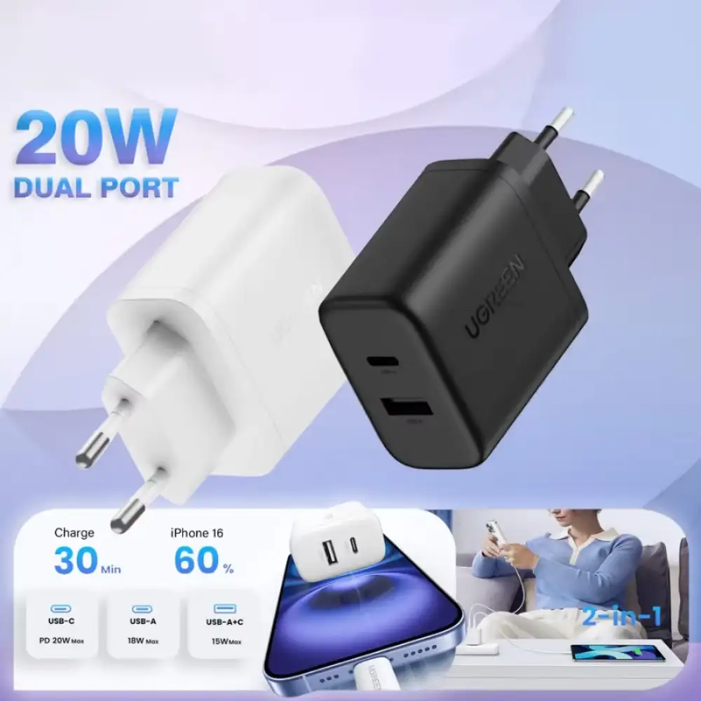 UGREEN X227 (45303) 20W 2-Port Fast Charger - US