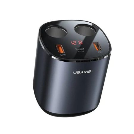 USAMS US-CC151 C28 245W 3 Ports + Dual Cigarette Lighters Digital Display Fast Car Charger