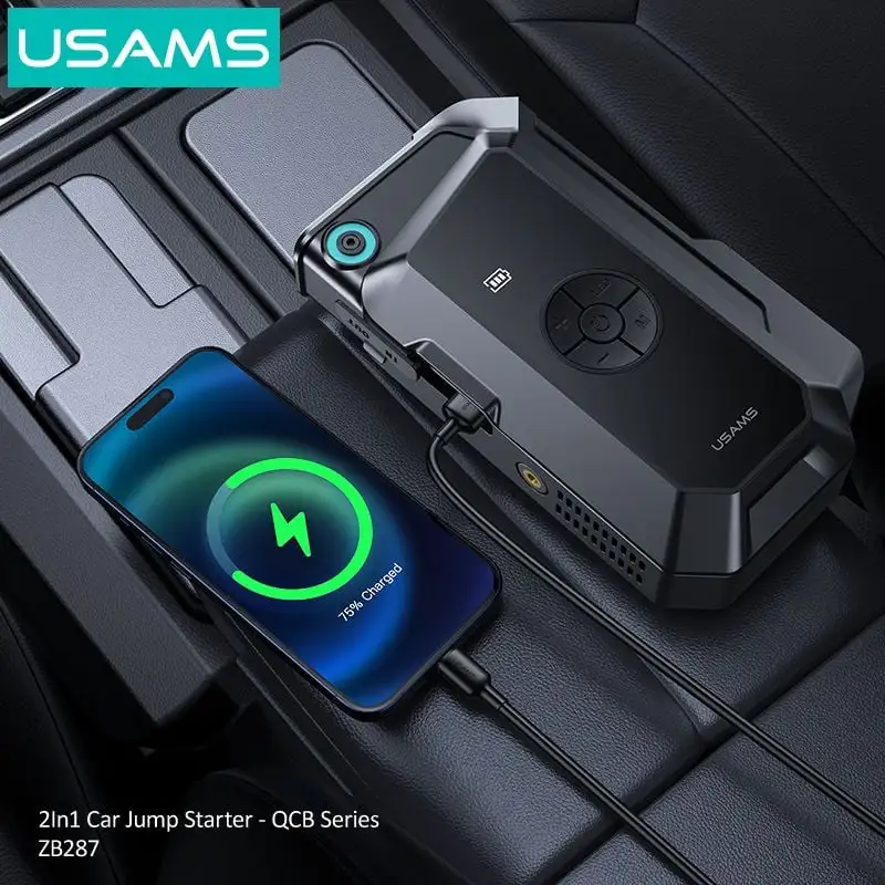 USAMS ZB287 QCB Series 2-in-1 60W 8000mAh Car Jump Starter with Air Compressor Inflator