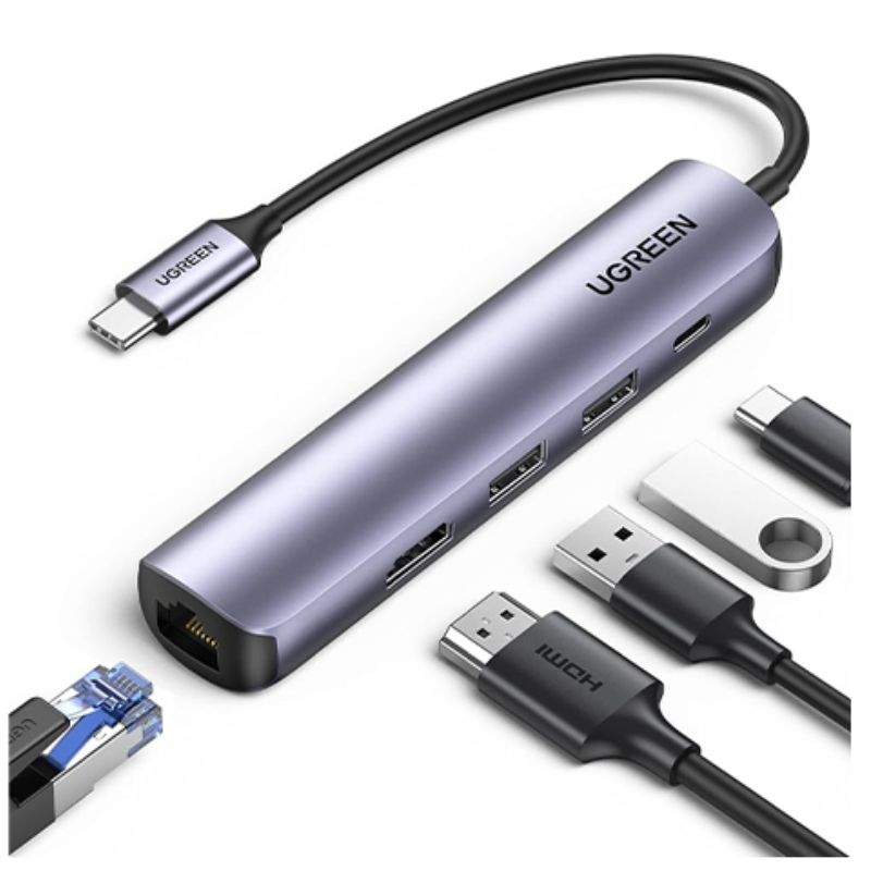 Ugreen CM252 Type-C Male to Tri USB Lan Micro USB Female Converter