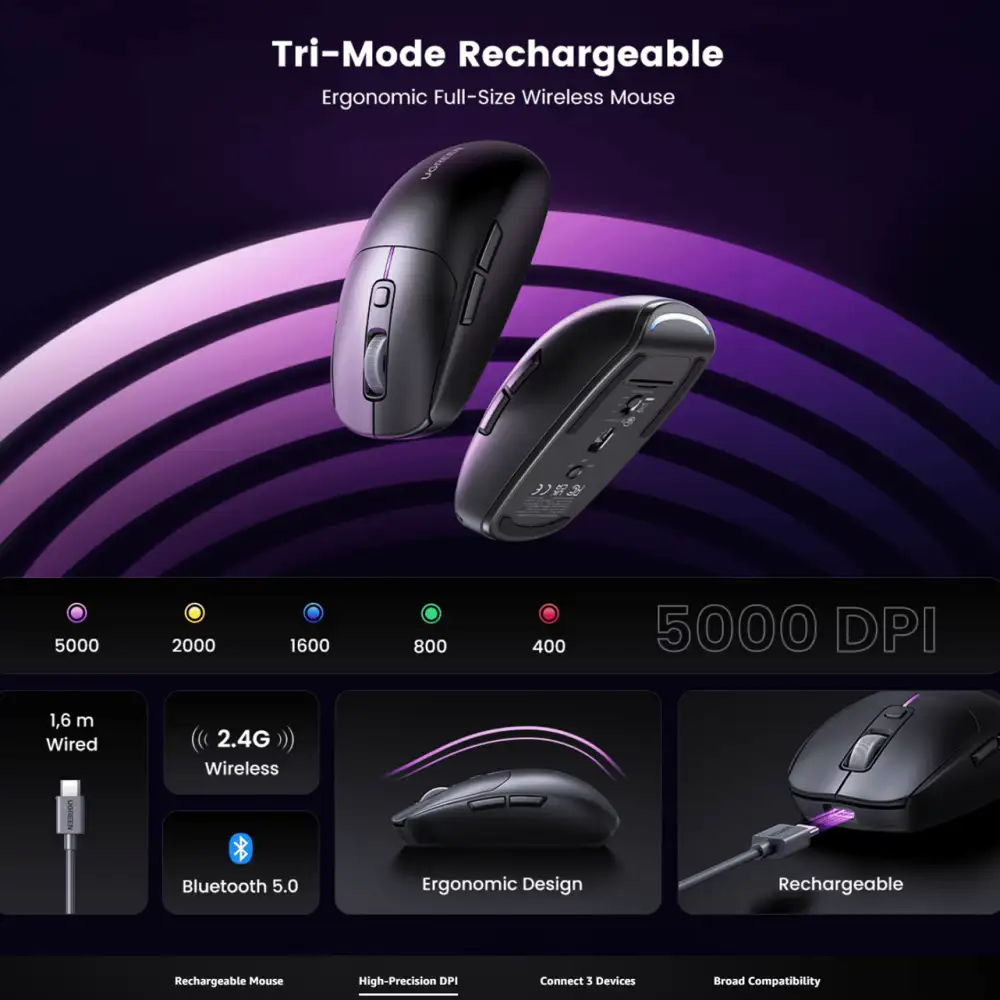 Ugreen MU103 (90539) Multi-Mode Optical Mouse - Black