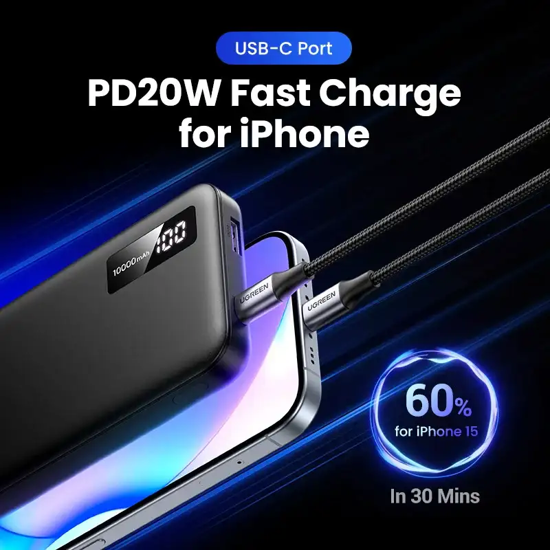 UGREEN PB311 10000mAh Power Bank with 20W Two-way Fast Charging
