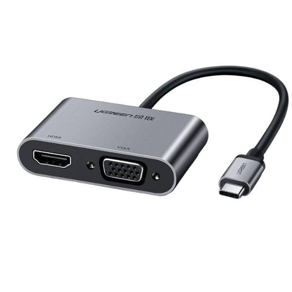 Ugreen cm162 (50505) usb-c to hdmi/vga/usb 3.0 type-a adapter with pd gray