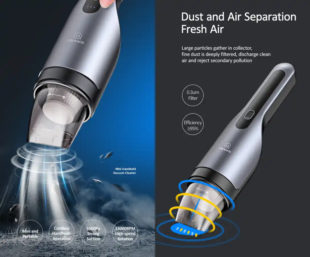 Usams US-ZB108 Mini Handheld Vacuum Cleaner 5500Pa