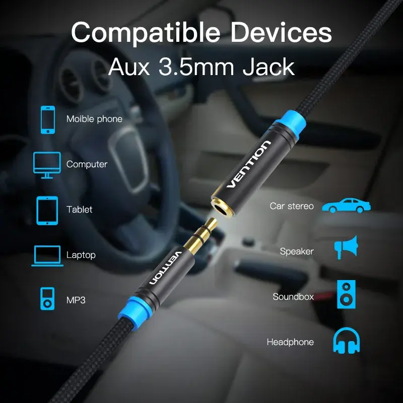 VENTION VAB-B06-B150-M 1.5 Meter 3.5mm Audio Extension Cable