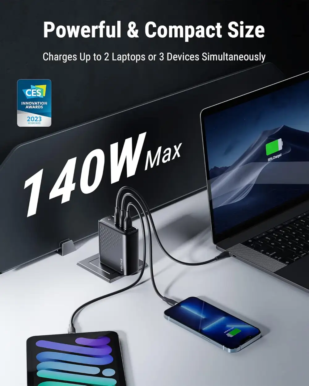 VOLTME Revo 140W PD3.1 3-Port GaN Wall Charger